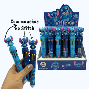 Caneta 10 Cores Stitch - COM DEFEITO NO STITCH ( STITCH MANCHADO)