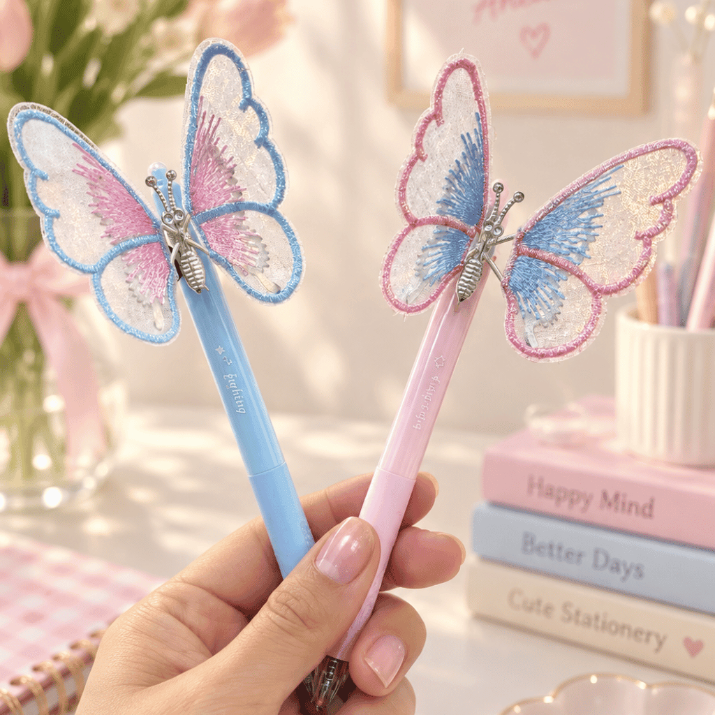 Caneta Esferográfica Premium Apagável Borboleta 3D 0.5 mm - IMPORTADO - UND