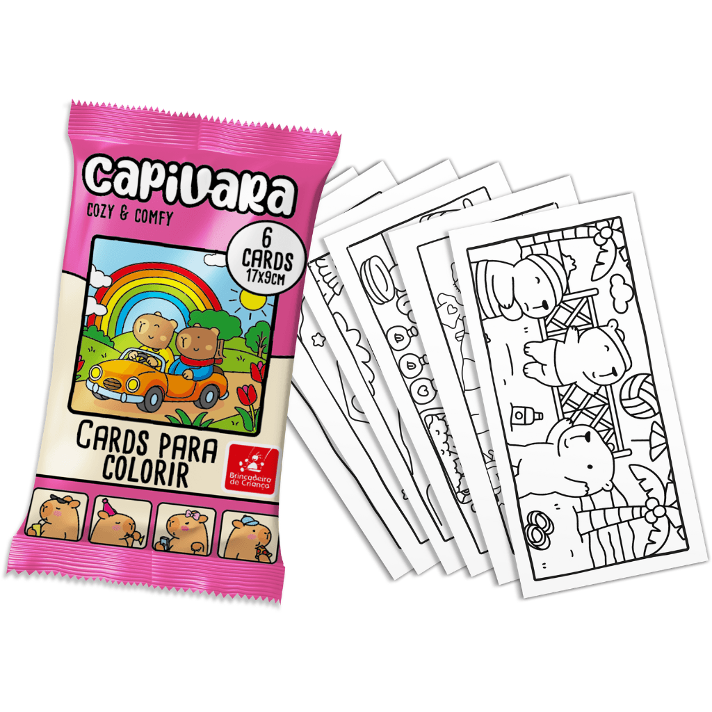 Card Surpresa para Colorir CAPIVARA Cozy & Comfy - BRINCADEIRA DE CRIANÇA - UND