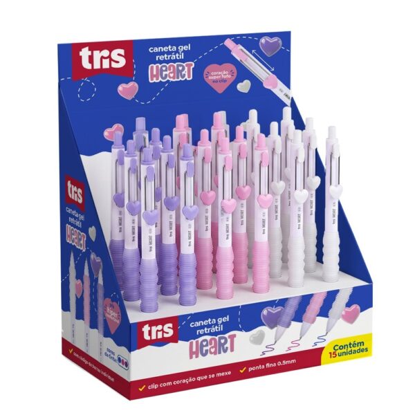 Caneta Gel Retrátil 0.5mm Heart Coração - TRIS - UND