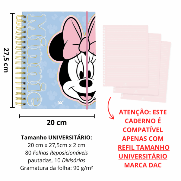Caderno Smart Universitário 10 Divisórias Minnie Azul 80 fls - DAC