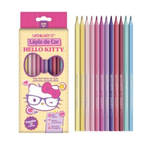 Lápis de Cor Triangular 12 Cores Hello Kitty LEO E LEO - BLISTER
