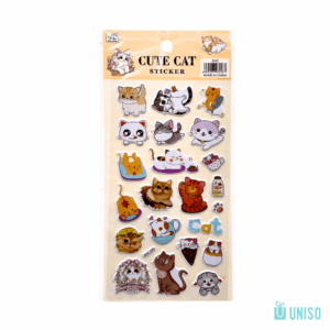 Cartela de Adesivos Cute Gato - UNISO - UND