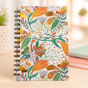 Caderno de Anotação Espiral Branco Floral 80 Fls 21x14,5cm - KAZ - UND