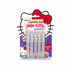 Caneta Gel Mini Hello Kitty 1.0mm Leo e Leo - Blister 5 Und