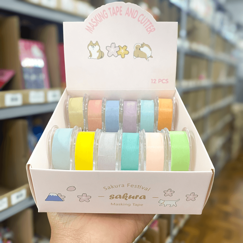 Fita Washi Tape PASTEL c/ Cortador 15mmx2m - IMPORTADO - UND