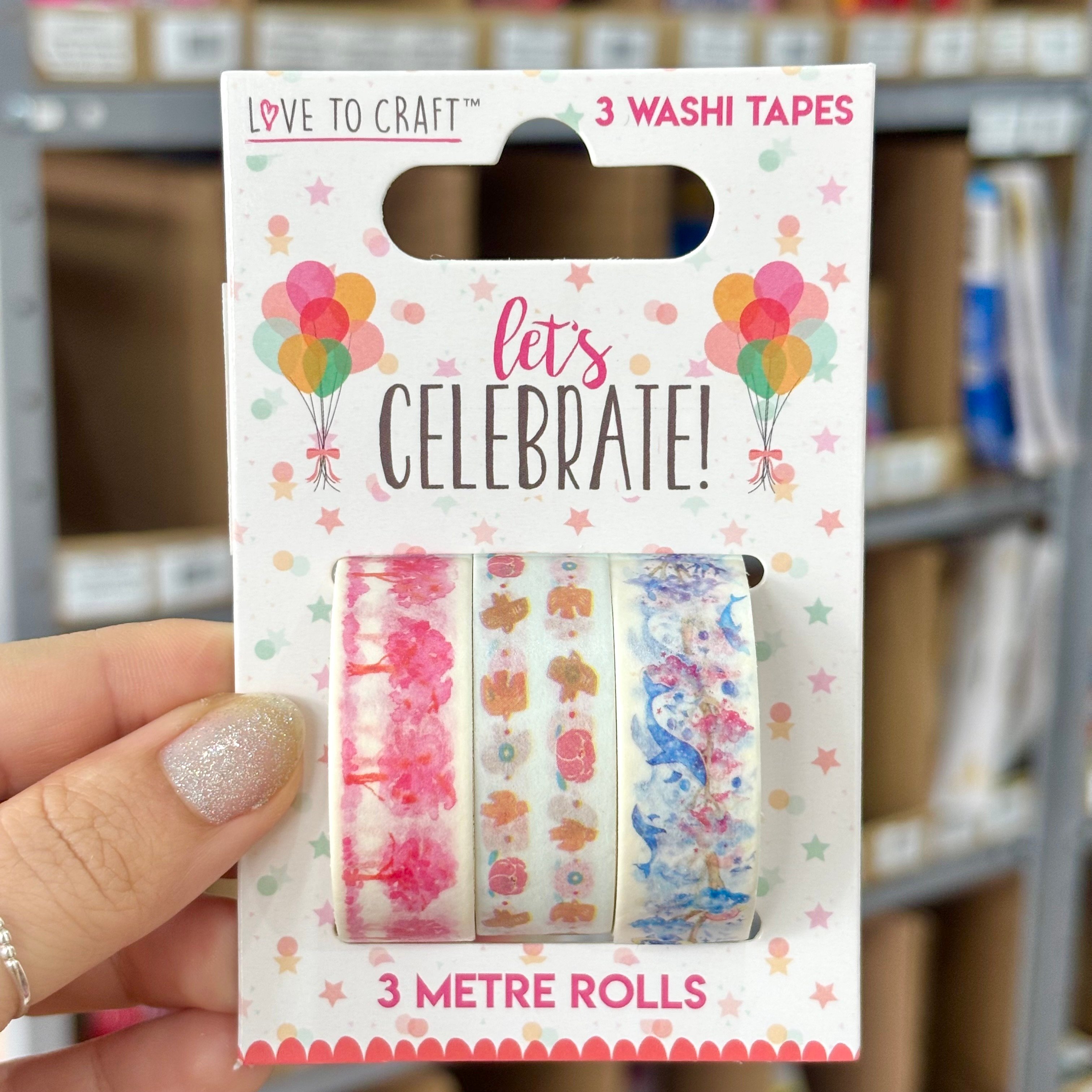 Kit c/ 3 Fitas Washi Tapes Let's Celebrate 15mmx3m - IMPORTADO - BLISTER
