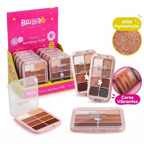 Make Paleta Sombras POP 8 Cores 13g - BRILHAE - UND