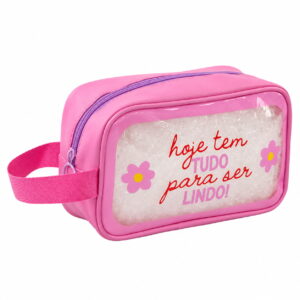 Necessaire Transparente Rosa "HOJE TEM TUDO PARA SER LINDO!" 23x7x13cm - FLORIE - UND