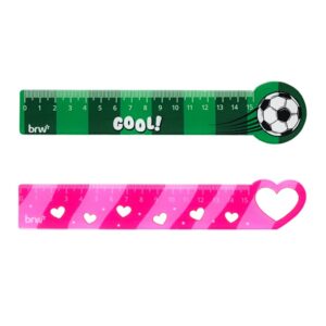Régua Plástica 15 cm Funny Coração e Futebol - BRW - UND