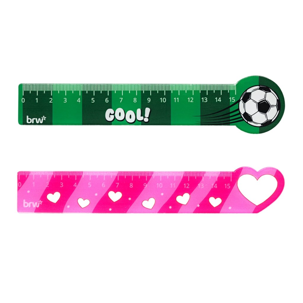 Régua Plástica 15 cm Funny Coração e Futebol - BRW - UND