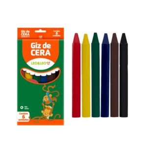 Giz de Cera 6 Cores Fino 8 x 88mm Leo e Leo