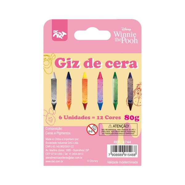 Giz de Cera Ponta Dupla 12 Cores Ursinho Pooh Disney - DAC