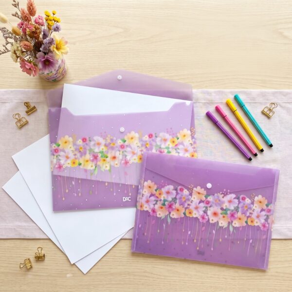 Pasta Envelope Malote A4 com Botão Flower Floral - DAC