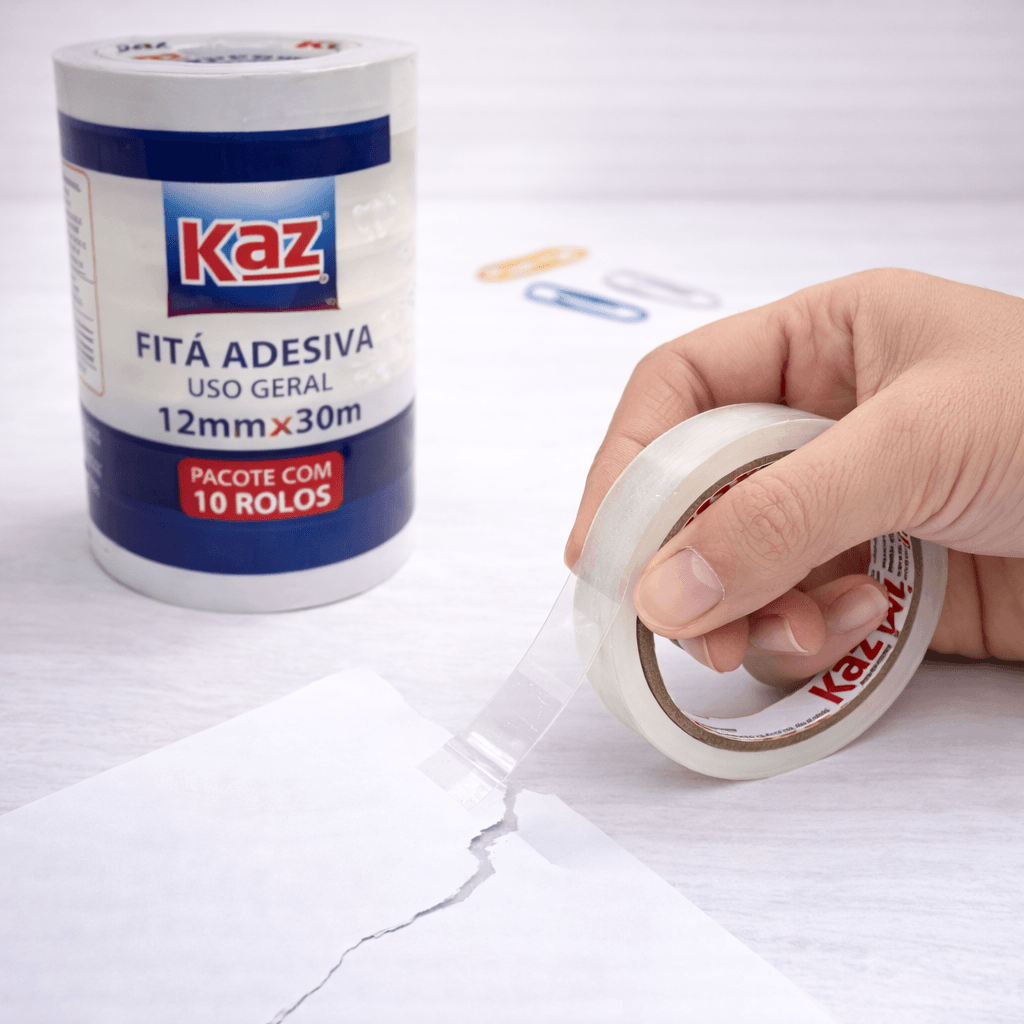 Fita Adesiva Transparente 12x30cm - KAZ - PACK 10 Rolos