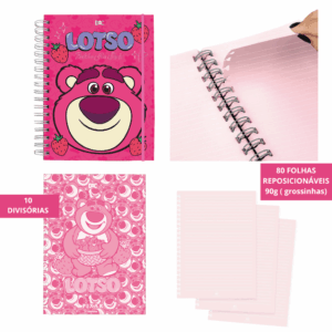 Caderno Smart Universitário 10 Divisórias Ursinho Lotso 80 fls - DAC