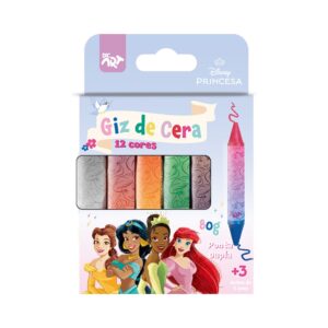 Giz de Cera Ponta Dupla 12 Cores Princesas Disney - DAC