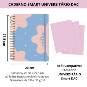 Caderno Smart Universitário 10 Matérias Milky DAC