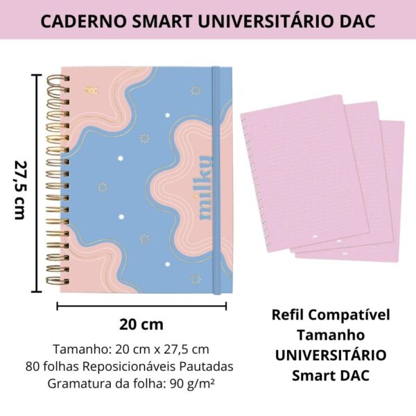 Caderno Smart Universitário 10 Matérias Milky DAC