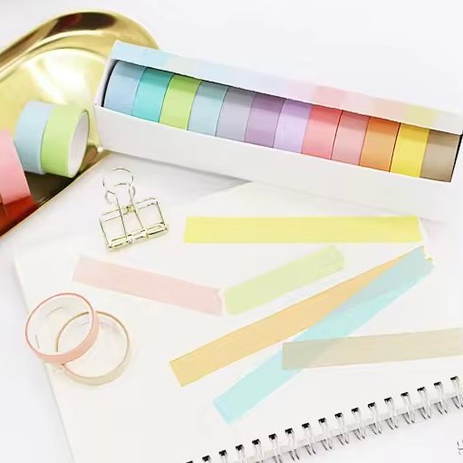 Caixinha c/ 12 Fitas Washi Tapes Pastel Degradê 15mmx2m - IMPORTADO - UND