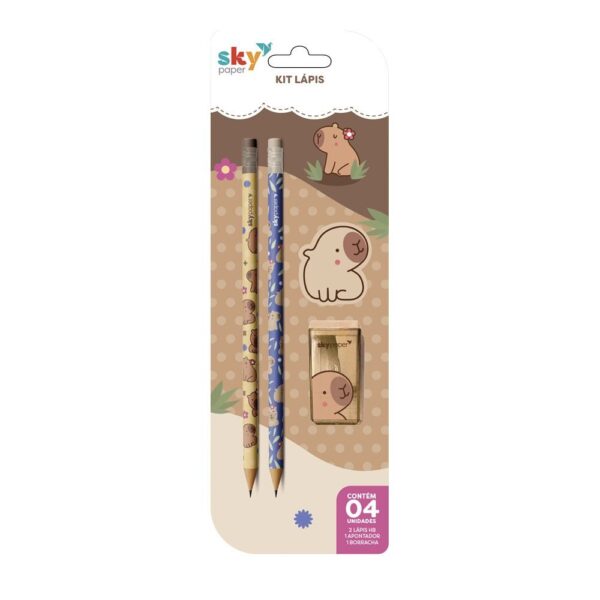 Kit Escolar 4 Peças Capivara - SKYPAPER - BLISTER