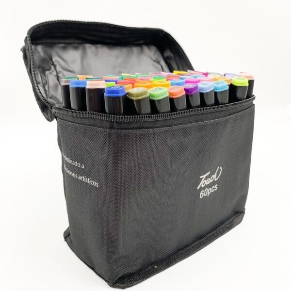 Caneta TOUCH Marcador Ponta Dupla PARA COLORIR - MALETA 60 CORES