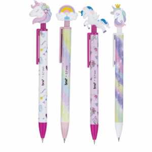 Lapiseira Plástica Divertida 0.7mm Unicorn BRW - KIT 4 UND