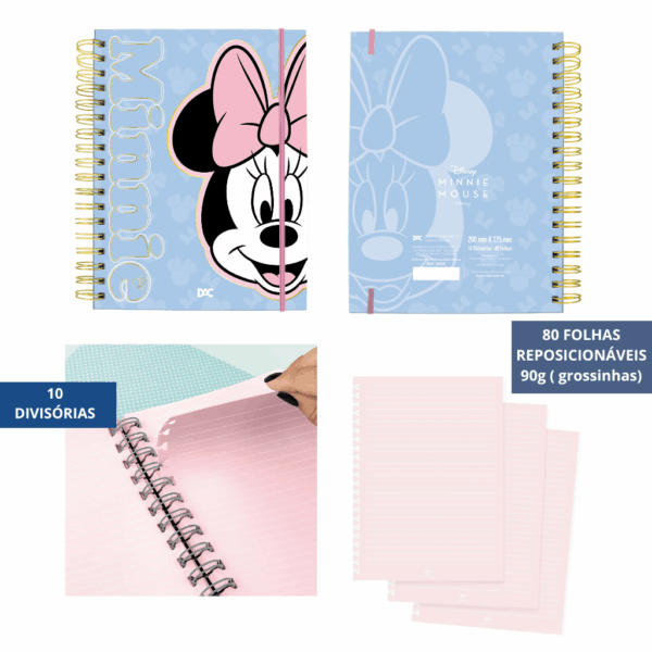 Caderno Smart Universitário 10 Divisórias Minnie Azul 80 fls - DAC