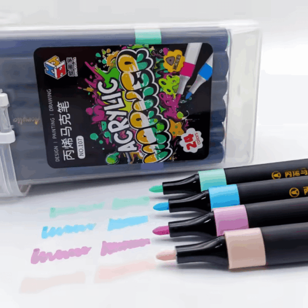 Marcador ACRÍLICO para COLORIR - MALETA Transparente 24 CORES