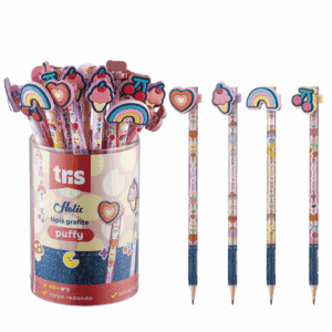 Lápis Grafite c/ Topper Puffy Holic Charm - TRIS - POTE 24 UND