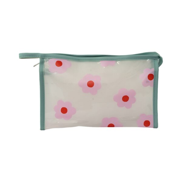 Necessaire Dia a Dia Transparente Verde Flores 26x6x16cm - FLORIE - UND