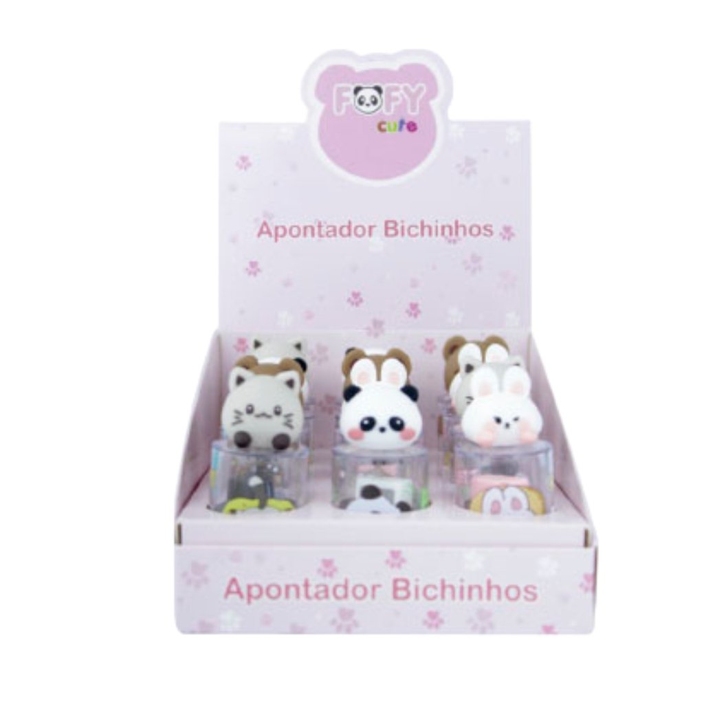 Apontador c/ Depósito Bichinhos Cute - FOFY - CX 12 UND