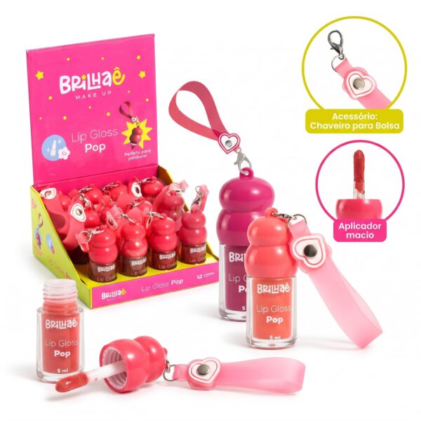 Make Batom Lip Gloss Pop 5ml c/ Chaveiro - BRILHAE - UND