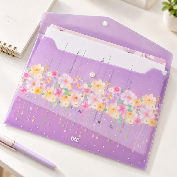Pasta Envelope Malote A4 com Botão Flower Floral - DAC