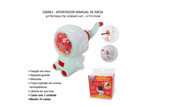 Apontador Manual de Mesa Astronauta Vermelho KAZ - UND