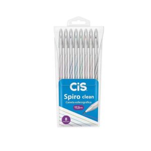 Caneta Esferográfica 0.7mm Spiro Clean CIS - Estojo 8 UND