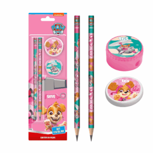 Kit Escolar 4 Peças Skye Patrulha Canina Rosa - TRIS - BLISTER