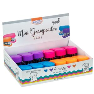 Grampeador Plástico Mini p/ 20 Folhas Neon - BRW - UND