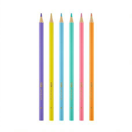 Lápis de Cor 6 Cores Pastéis BRW