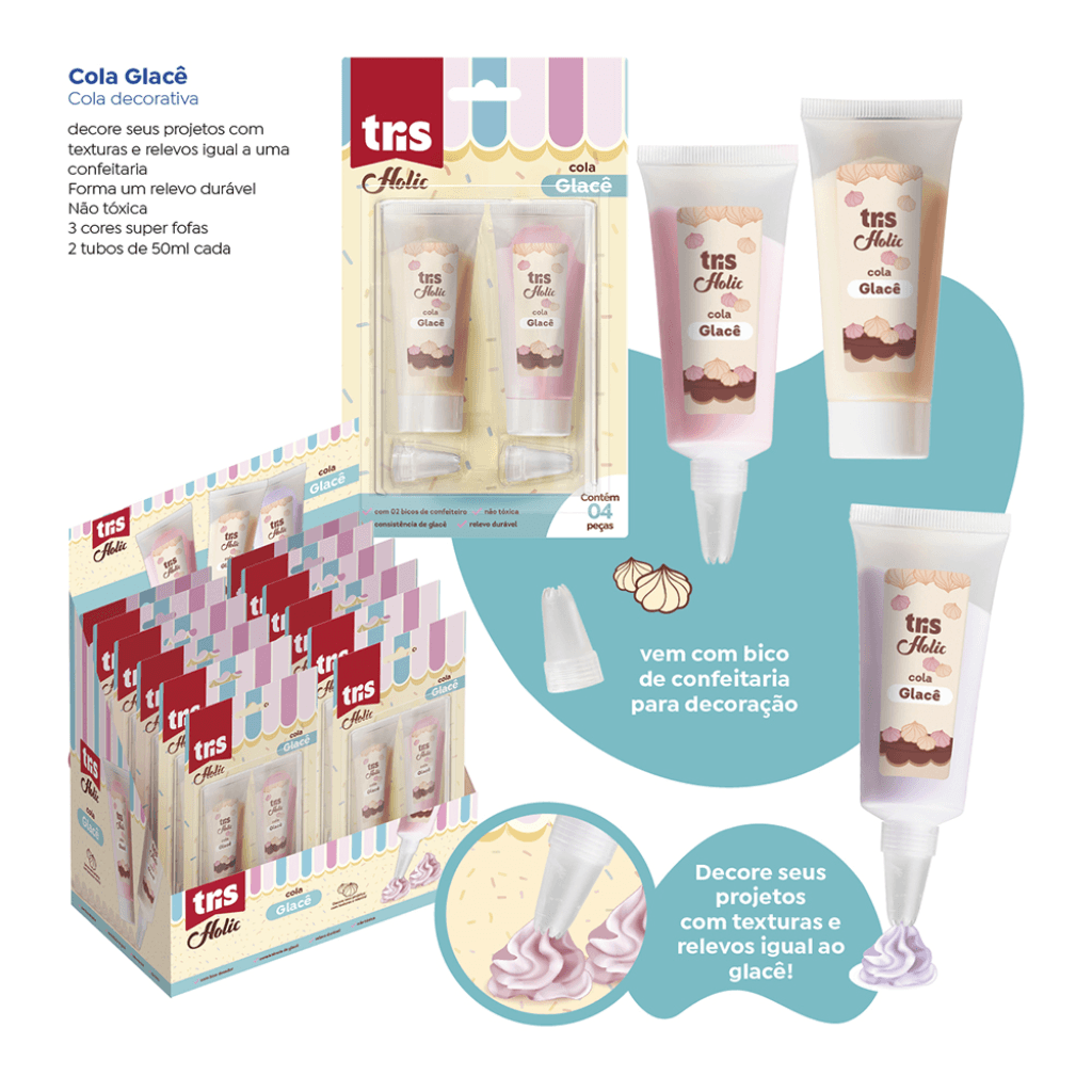 Cola Glacê Holic Docinhos Blister c/ 2 Peças - TRIS - CX 12 UND