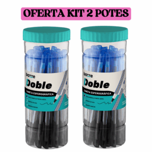 PROMOÇÃO - KIT 2 Potes Caneta Esferográfica Doble 1.0mm Bazze 24 Und