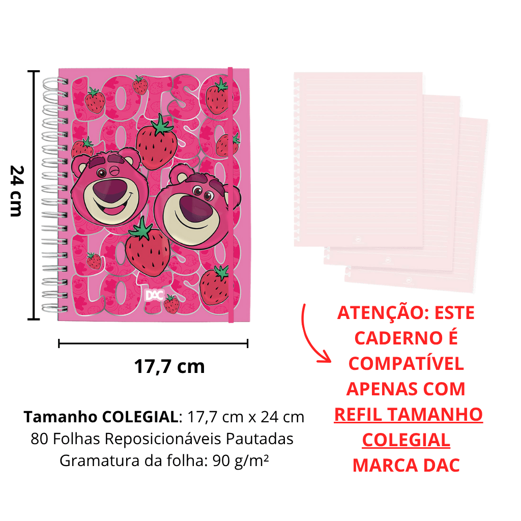 Caderno Smart Colegial Ursinho Lotso 80 fls - DAC