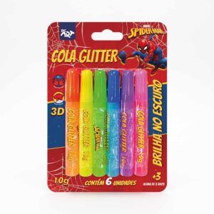 Cola Glitter Brilho 6 Cores Homem Aranha Marvel - DAC