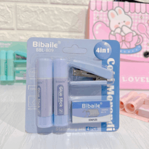 KIT Office Slin 4 Peças - Mini Grampeador + Grampo + Cola Bastão - IMPORTADO - BLISTER