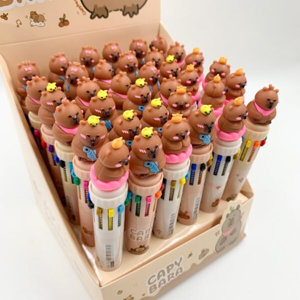 Caneta 10 Cores CAPIVARA Cute - CX 36 UND