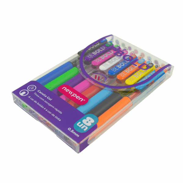 Caneta Esferográfica BE BOLD MAX Gel Retrátil Sortida 0.5mm NEWPEN - BLISTER 8 UND