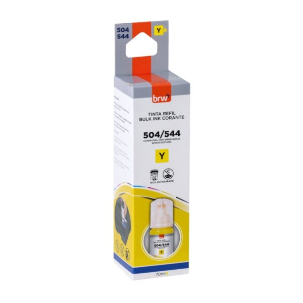 Refil de Tinta Impressora Corante 544 AMARELO p/ Epson 70 ml - BRW - CX 1 UND