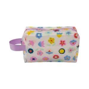 Necessaire Bauzinho Transparente Lilás Flores Coloridas 20x8x12cm - FLORIE - UND
