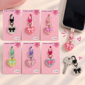 Chaveiro Tendência Charm p/ Celular Coração Laço - IMPORTADO - UND