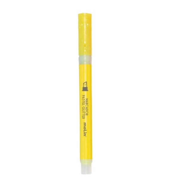 Marca Texto Fluorescente Glitter Amarelo MOLIN - CX 6 UND